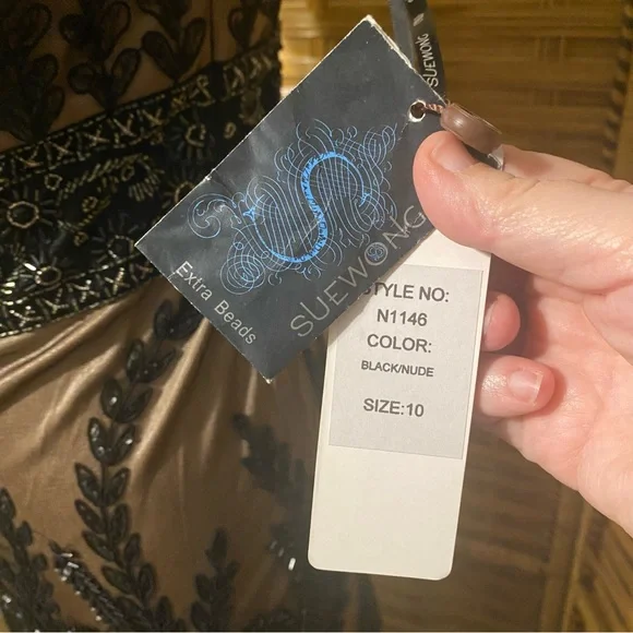 Sue Wong Nocturne Black and Nude Strapless Dress - Picture 5 of 16